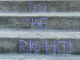 Close up of stairs towards entrance to City Hall